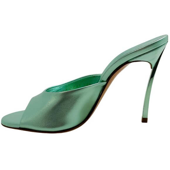 Casadei Flash Green Light Leather Blade Mules - Picture 3 of 9